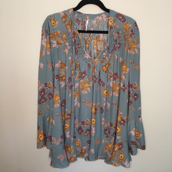 Free People Tops - Free People Long Sleeve Floral Tunic/Dress